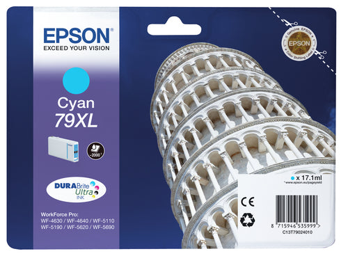Epson Tower of Pisa Singlepack Cyan 79XL DURABrite Ultra Ink Epson Tower of Pisa Singlepack Cyan 79XL DURABrite Ultra Ink